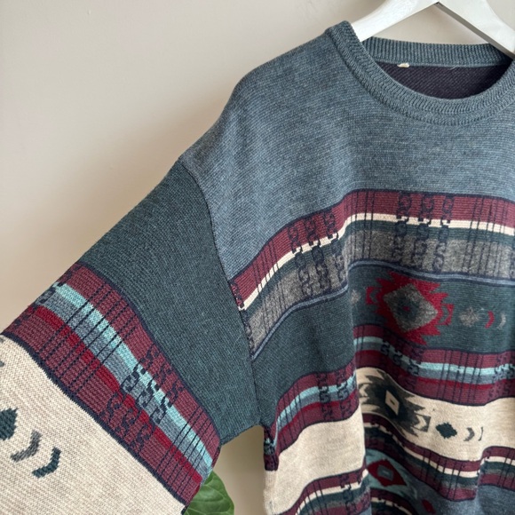 Vintage Men's Patterned Sweater - Multicolor Size XL - Picture 2 of 10